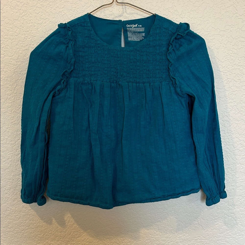 Cat & Jack Teal Ruffle Long Sleeve Top